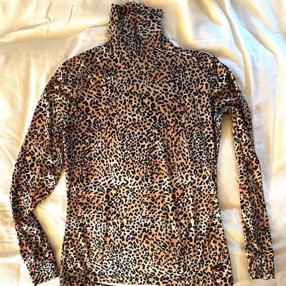 Hot Chillys Women's Base Layer Peach Skins Top Turtleneck Cheetah print Small - Picture 2 of 5